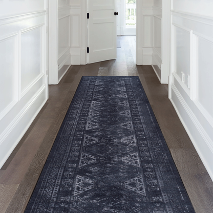 MAVAL Black Washable Rug Collection - Runners and Area Rugs for Home and Entryways