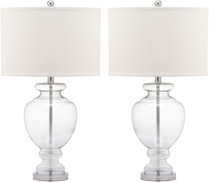 Safavieh Lighting Collection Grey Glass Grey and Off-White Table Lamp, Set of 2