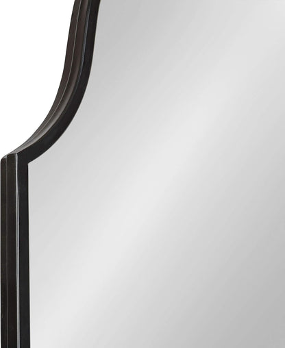 Kate and Laurel Rowla Glam Scalloped Wall Mirror, 23" X 37", Black, Chic, Sophisticated Accent Mirror for Decor or Bathroom Vanity