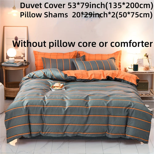 Striped Polyester Duvet Cover Set  3 Pieces UltraSoft