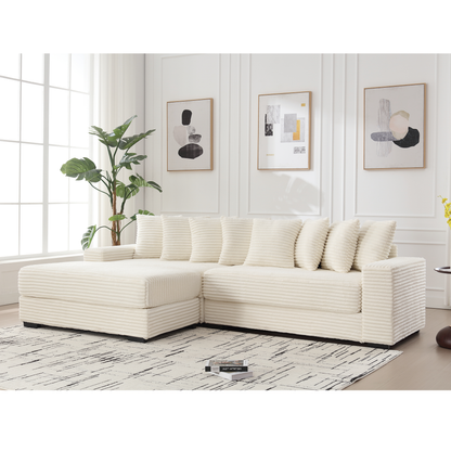 Oversized Two-Piece Couches, L Shaped Sofa, Corduroy Modular Sectional Seating