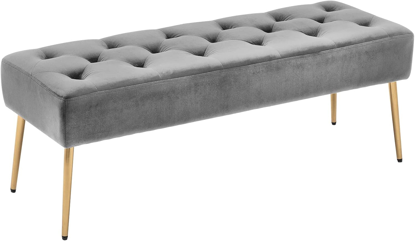 DUHOME Button-Tufted Ottoman Bench, Upholstered Bedroom Benches Footrest Stool Dining Bench Leather Accent Bench for Entryway Dining Room Living Room Bedroom End of Bed, Dark Brown