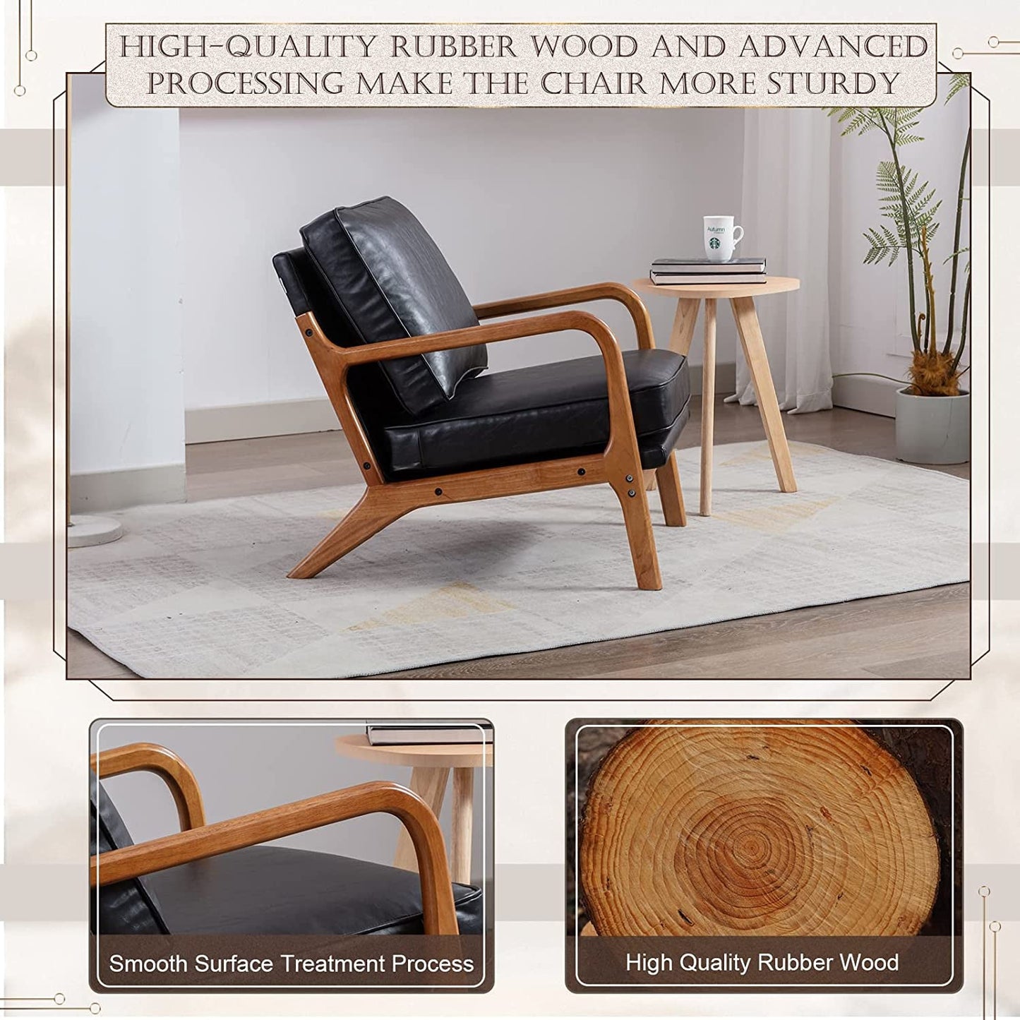 Modern Black Accent Chair with Thick Cushion