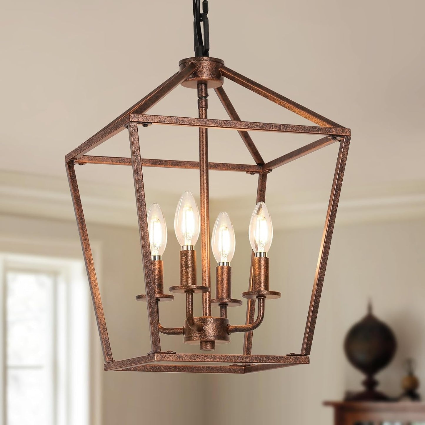 Chandelier for Dining Room, 4-Light Rustic Chandelier Fixtures,