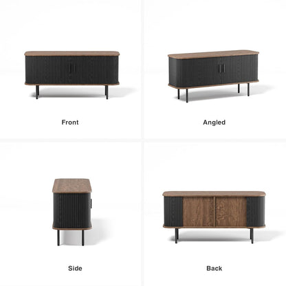 47''W Black Cabinet with Storage, Media Console, Tambour TV Stand,