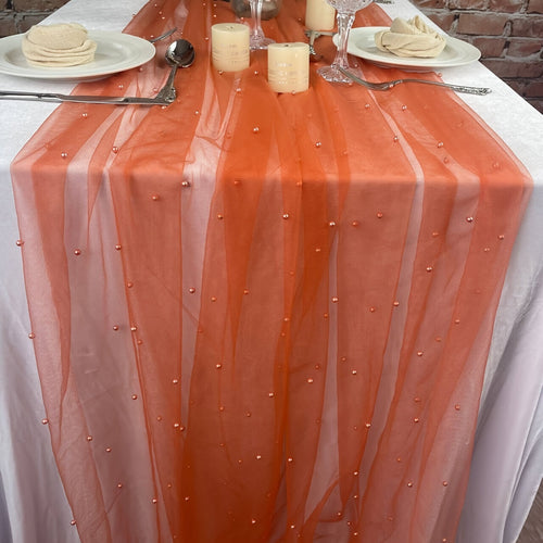Elegant White Pearl Table Runner for Weddings  Events