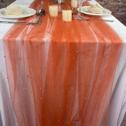 Elegant White Pearl Table Runner for Weddings  Events