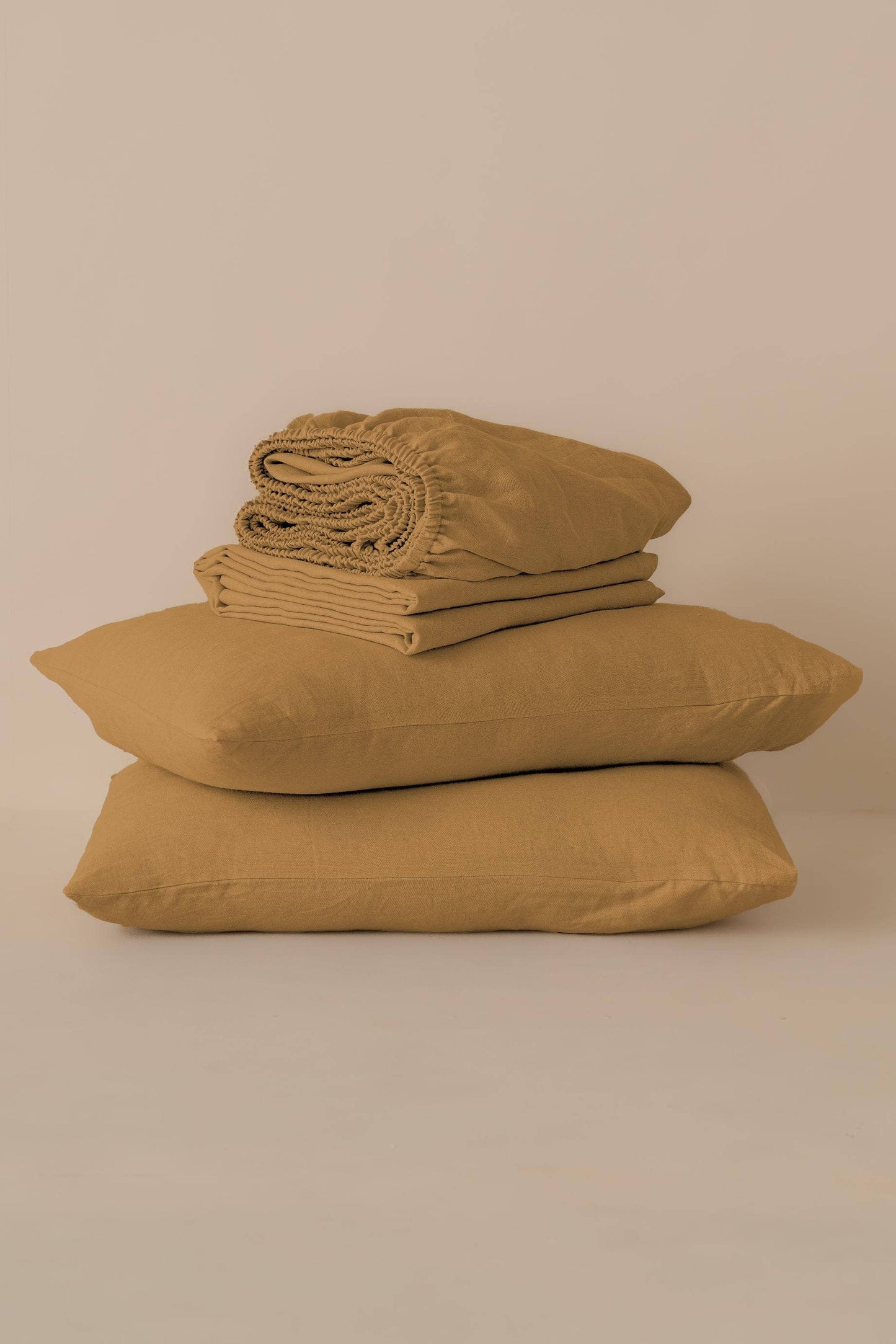 Solid Linen Bedding Set –Bedsheet, Fitted & Pillowcases
