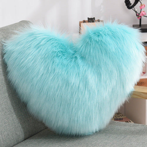Throw Pillows Heart Shape Plush Shaggy Decorative Pillow