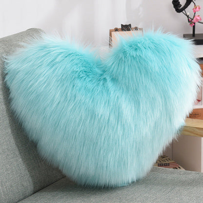 Throw Pillows Heart Shape Plush Shaggy Decorative Pillow