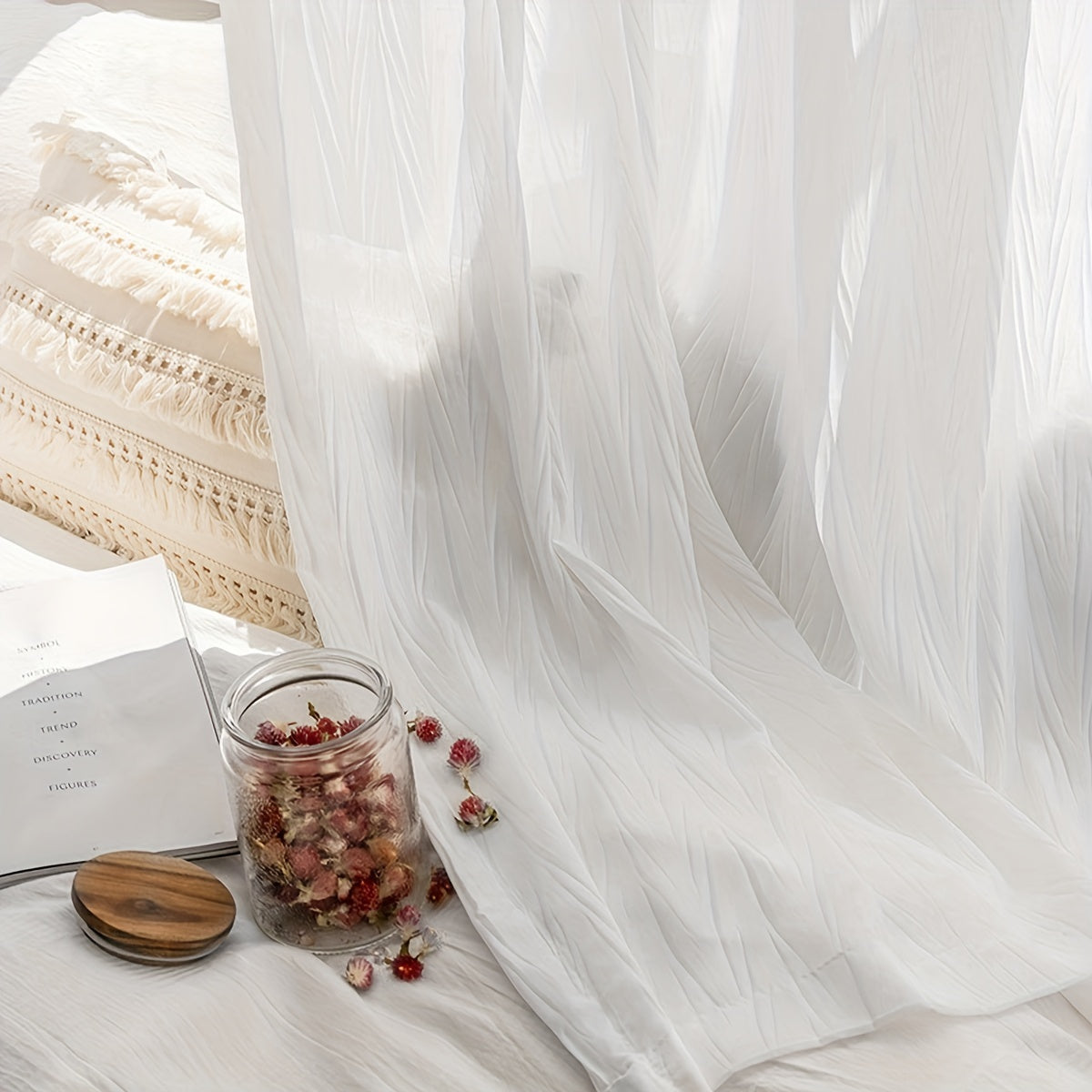 Elegant White Sheer Curtain with Rod Pocket Decor
