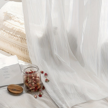 Elegant White Sheer Curtain with Rod Pocket Decor