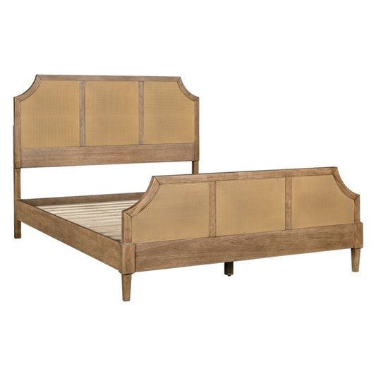 Lily Pond Woven Cane Queen Platform Bed Natural Wood Toasted Almond Finish 63x86 Inches
