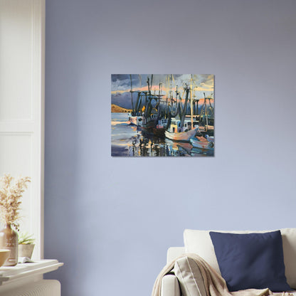 'Midnight Fleet' Coastal I 16x20 Museum-Quality Matte Paper Poster | Original Artwork by American Artist Barbara Cleary