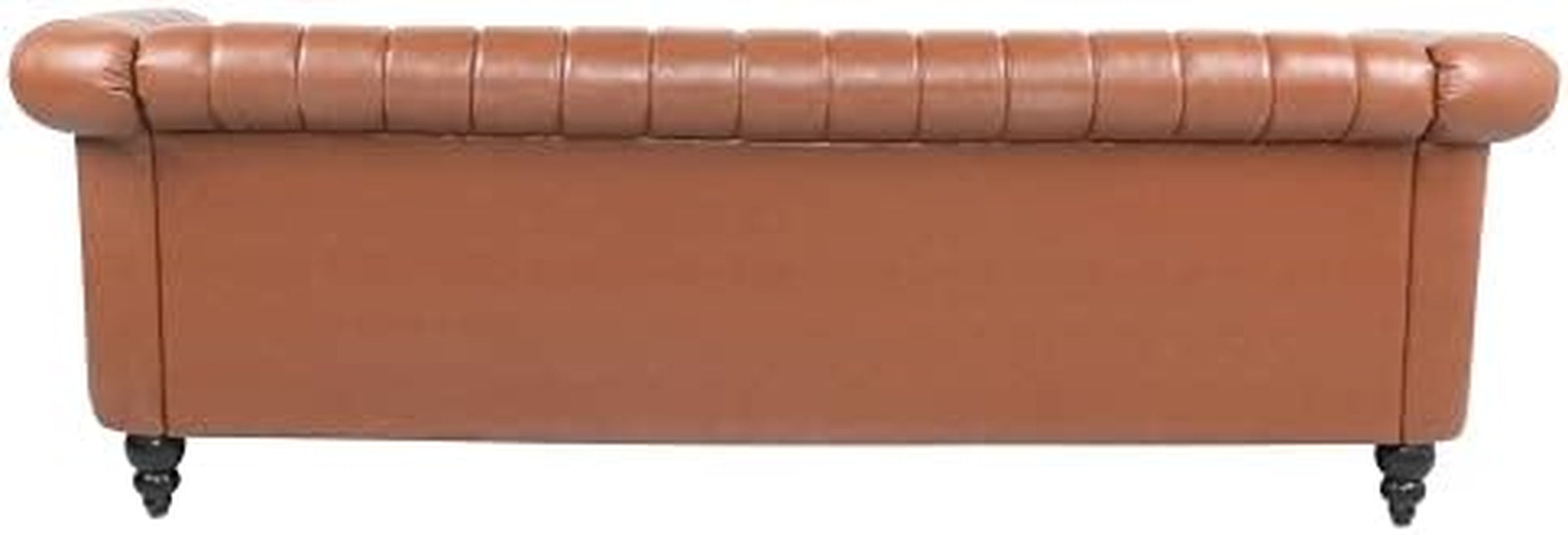 FAMIROSA Chesterfield Sofa, 3 Seater Sofa PU Leather with Rolled Arm Studded Decoration Rotating Solid Wood Legs Couches for Living (Bronze)