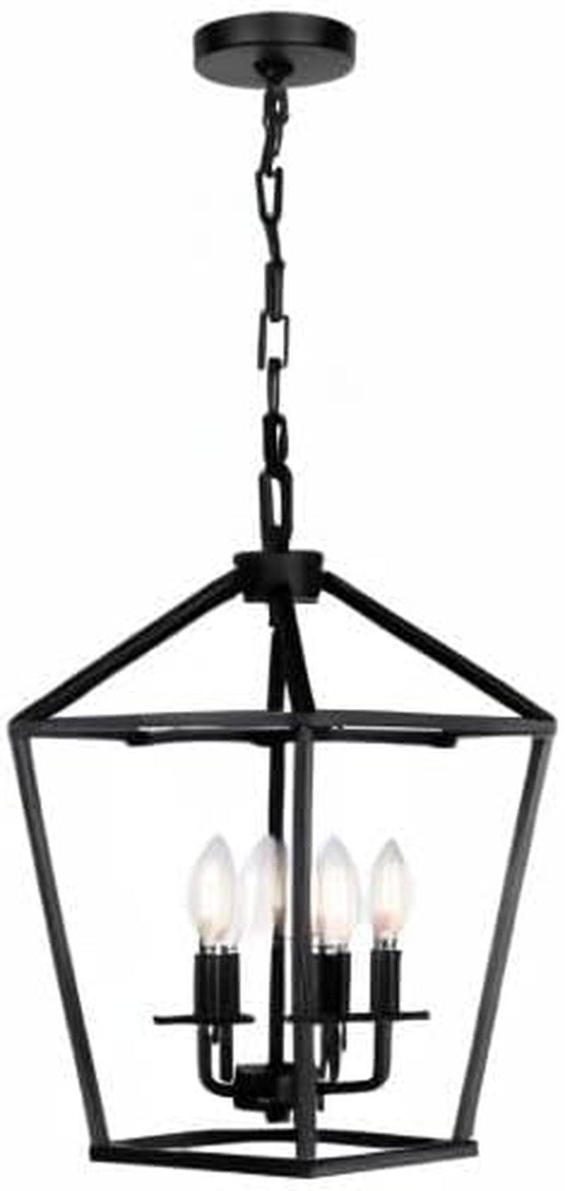 4 Light Chandelier, Industrial Ceiling Light Black Lantern Light