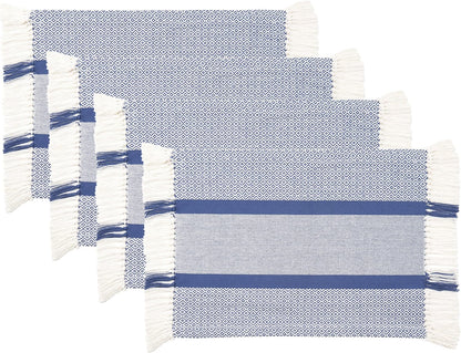 Placemats Set of 4, Woven Cloth Placemat Set, 14X19 In, Gray Boho Place Mats for Kitchen or Dining Table, Washable Cotton Table Mats