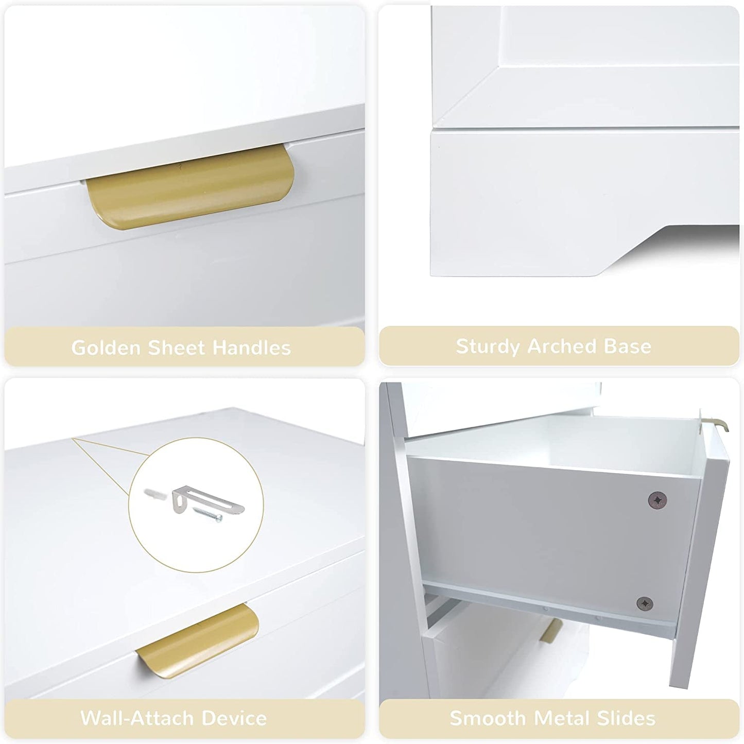 White 4-Drawer Modern Dresser