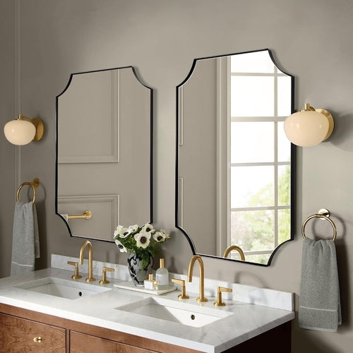 Stainless Steel Frame Black Vanity Mirror, Irregular Wall Mirror,