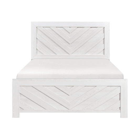 Contemporary White Finish Queen Size Panel Bed Wooden Bedroom Furniture 1pc, Bed in a Box