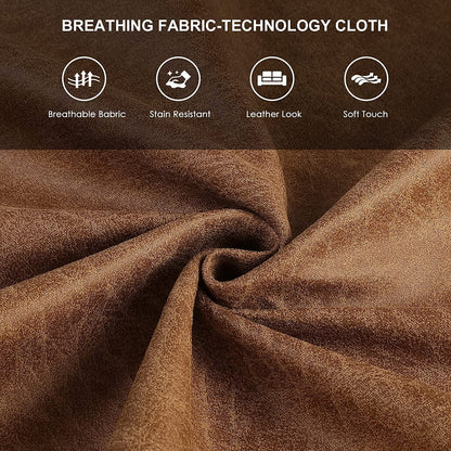 Mid-Century Faux Leather Sofa Couch (Brown)