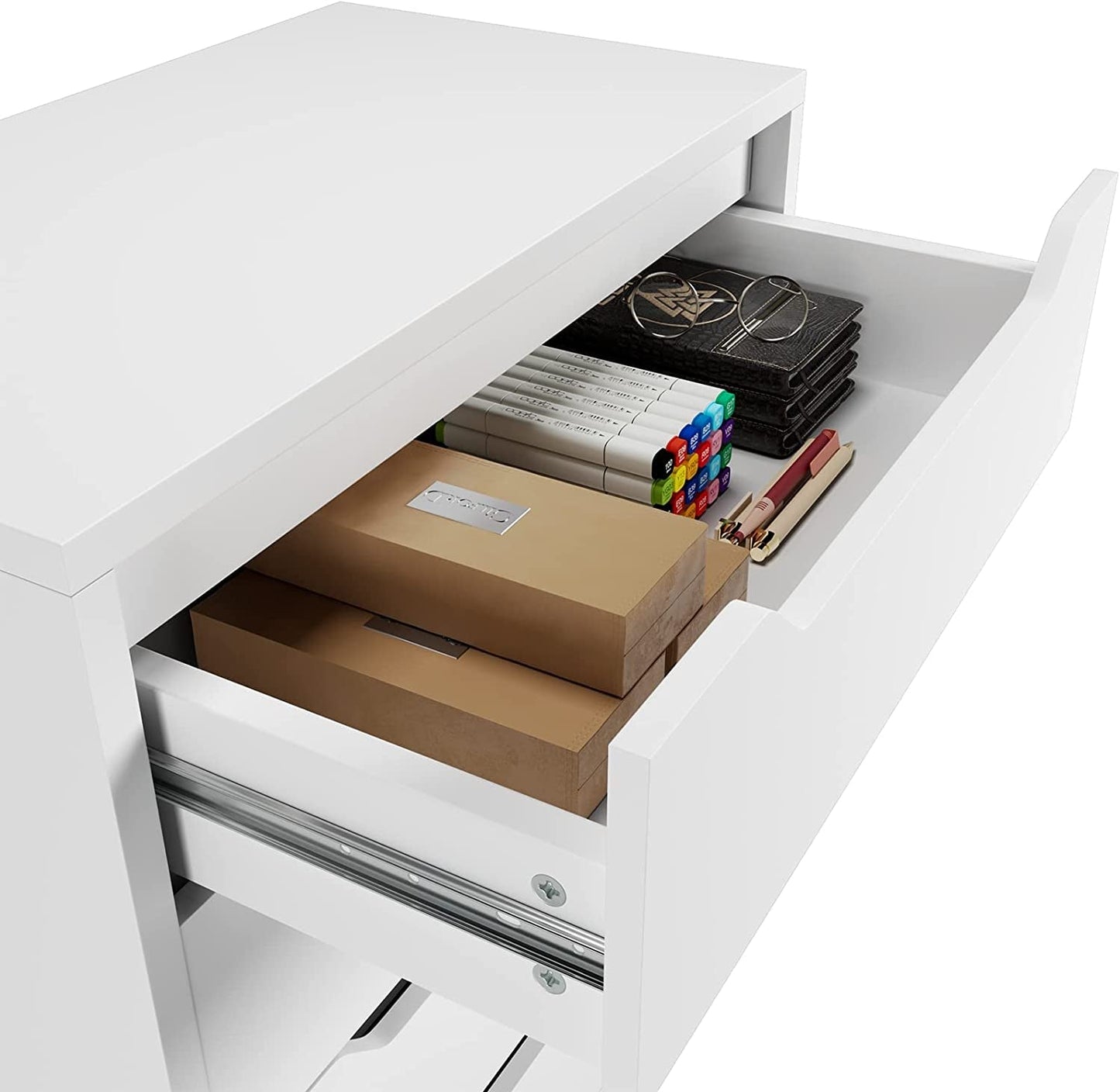 White Modern Chest of Drawers with 4 Storage Drawers