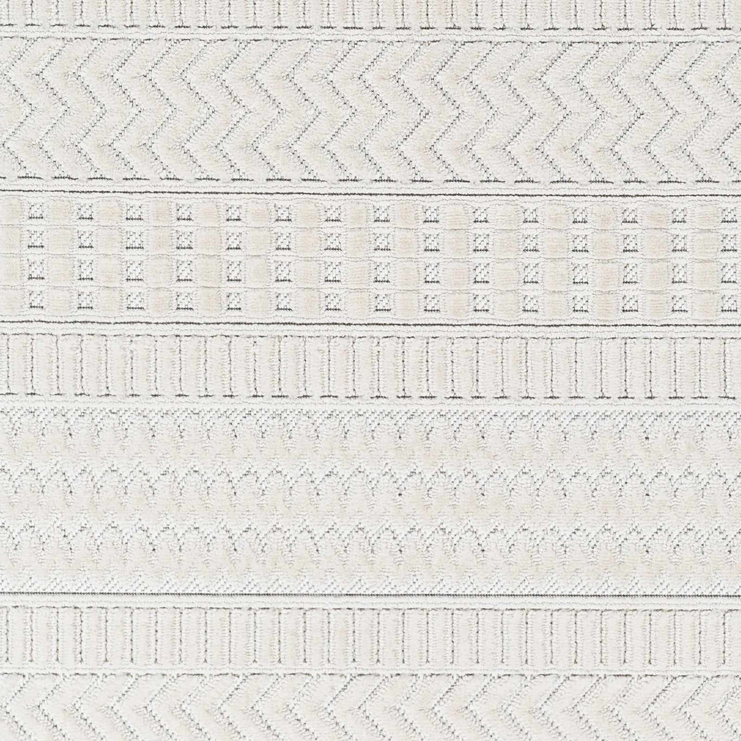 Cira Ivory Textured Area Rug with Fringes