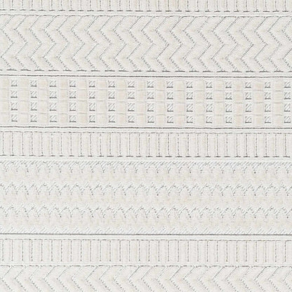 Cira Ivory Textured Area Rug with Fringes