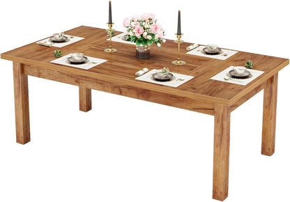 70.87" Wood Dining Table for 6-8 People, Modern Large Rectangle