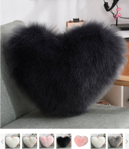 Throw Pillows Heart Shape Plush Shaggy Decorative Pillow