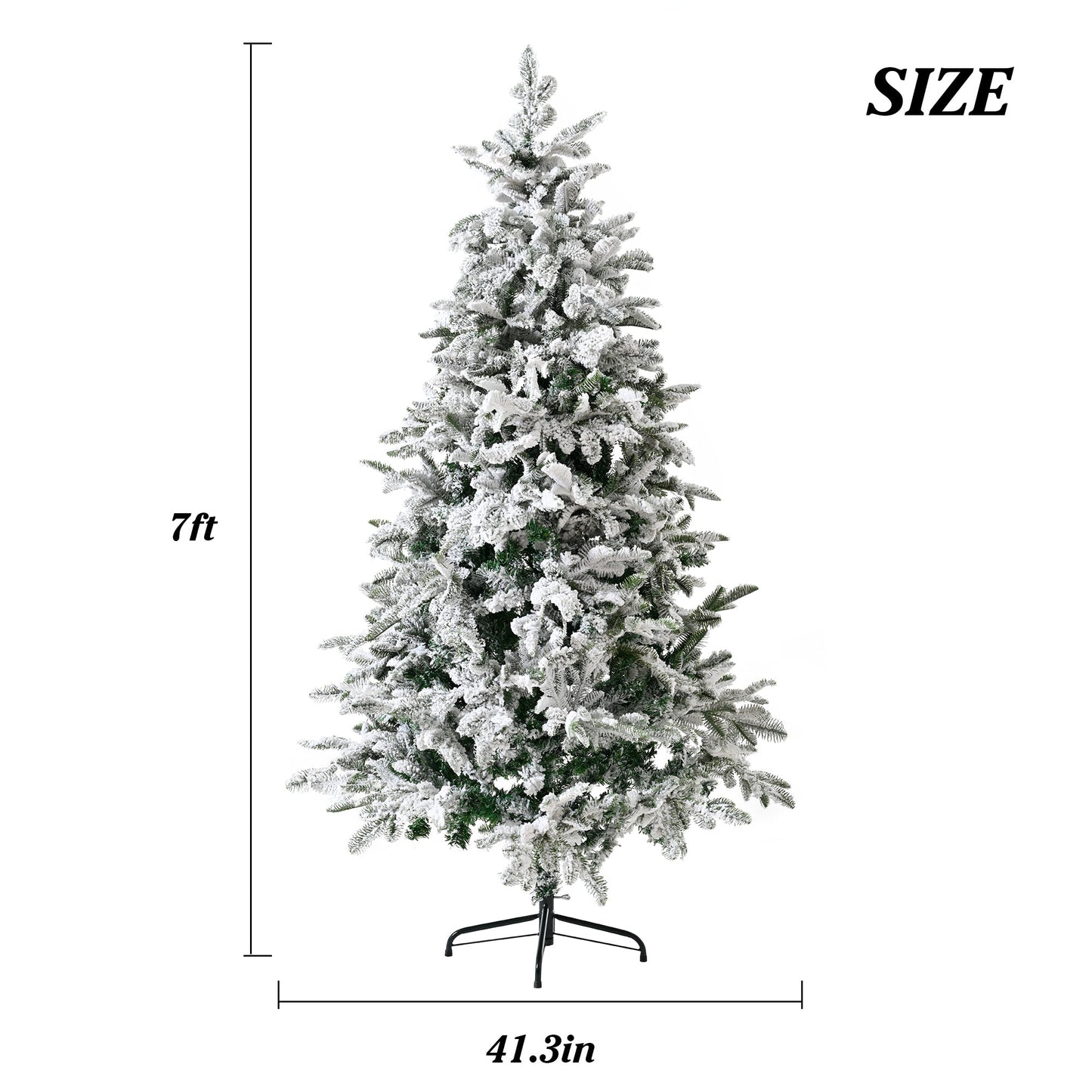 Unlit 7FT Snowy PE PVC Mixed Christmas Tree with Full Branch Tips in