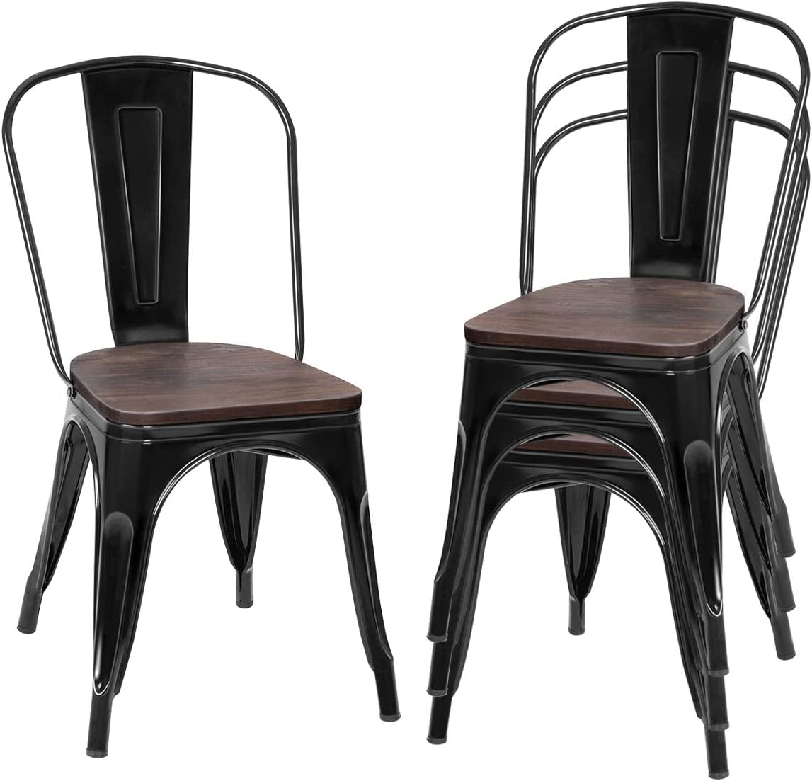 Industrial Stackable Metal Stools, Set of 4