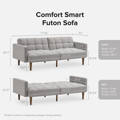 Gray Fabric Twin Futon Sofa Bed with Arms