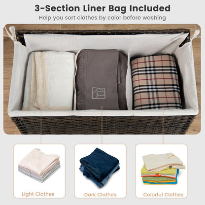 10L 3-Section Laundry Hamper with Liner Bag and Handle