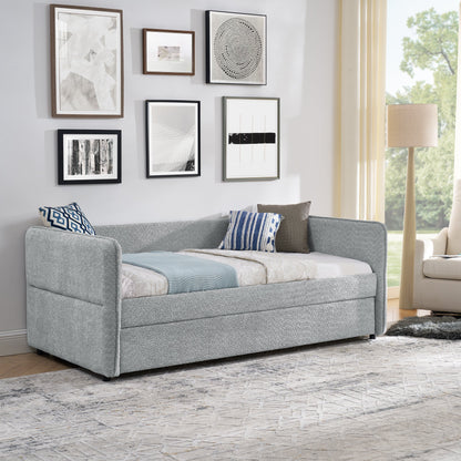 Upholstered Tufted Daybed Sofa Bed with Trundle and Convertible Design