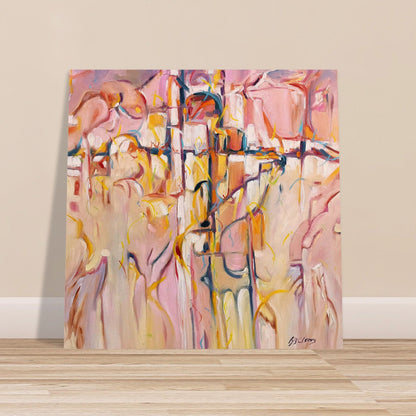 'Abstract Pueblo' Abstract I 16x16 Museum-Quality Matte Paper Poster | Original Artwork by American Artist Barbara Cleary