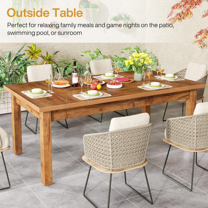70.87" Wood Dining Table for 6-8 People, Modern Large Rectangle