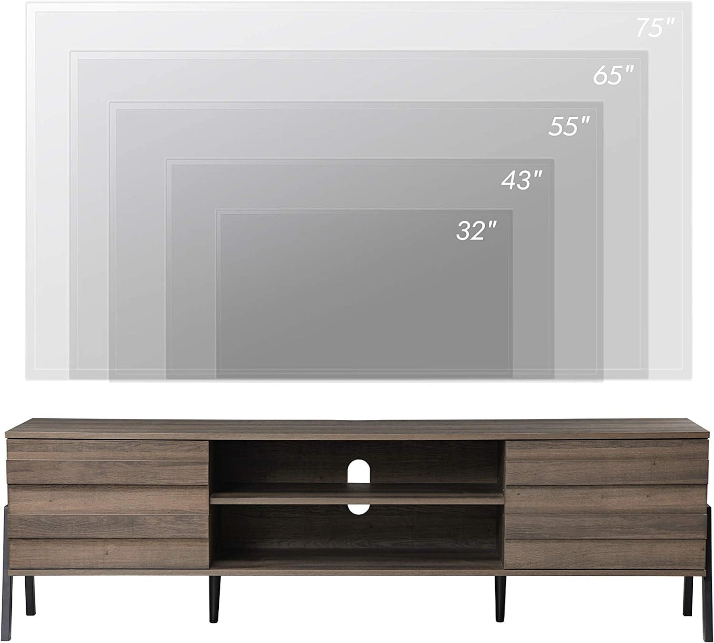Wooden TV Console with 4 Storage Shelves