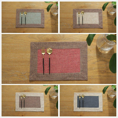 Placemats Green Cotton Linen Dining Kitchen Table Mats Set of 4 Non Slip Washable Soft Premium Coffee Mats Rectangular 11.8X17.7 Inch for Home Party Wedding Decorations Everyday Use