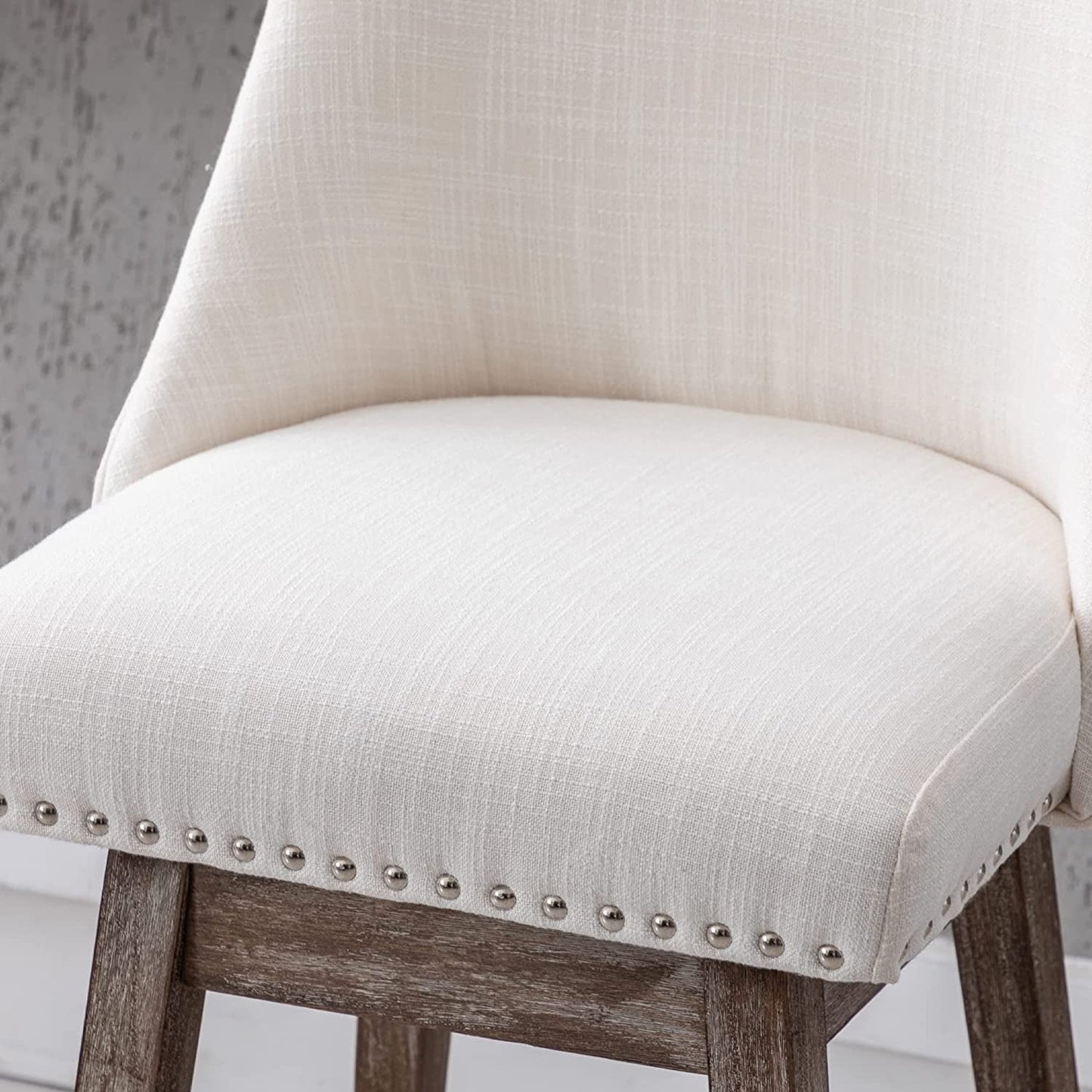 Upholstered Stool Chairs with Back and Wood Legs, Set of 4