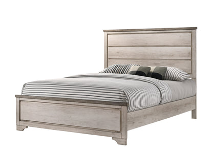 1pc Contemporary Cottage King Distressed Brown Panel Bed Charming Coastal Look Charming Rustic