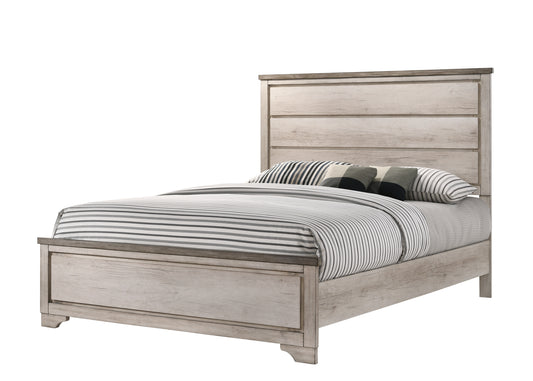 1pc Contemporary Cottage King Distressed Brown Panel Bed Charming Coastal Look Charming Rustic