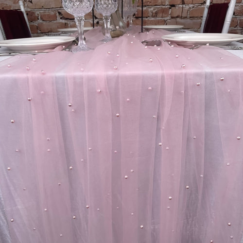 Elegant White Pearl Table Runner for Weddings  Events