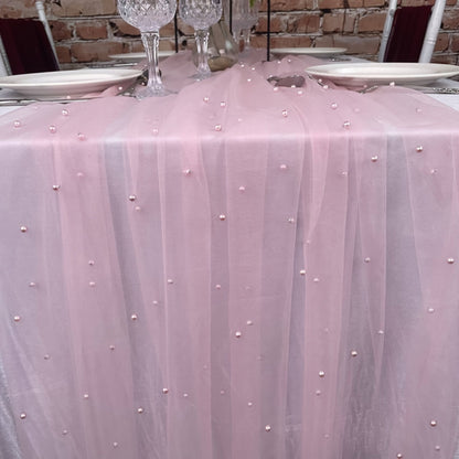 Elegant White Pearl Table Runner for Weddings  Events