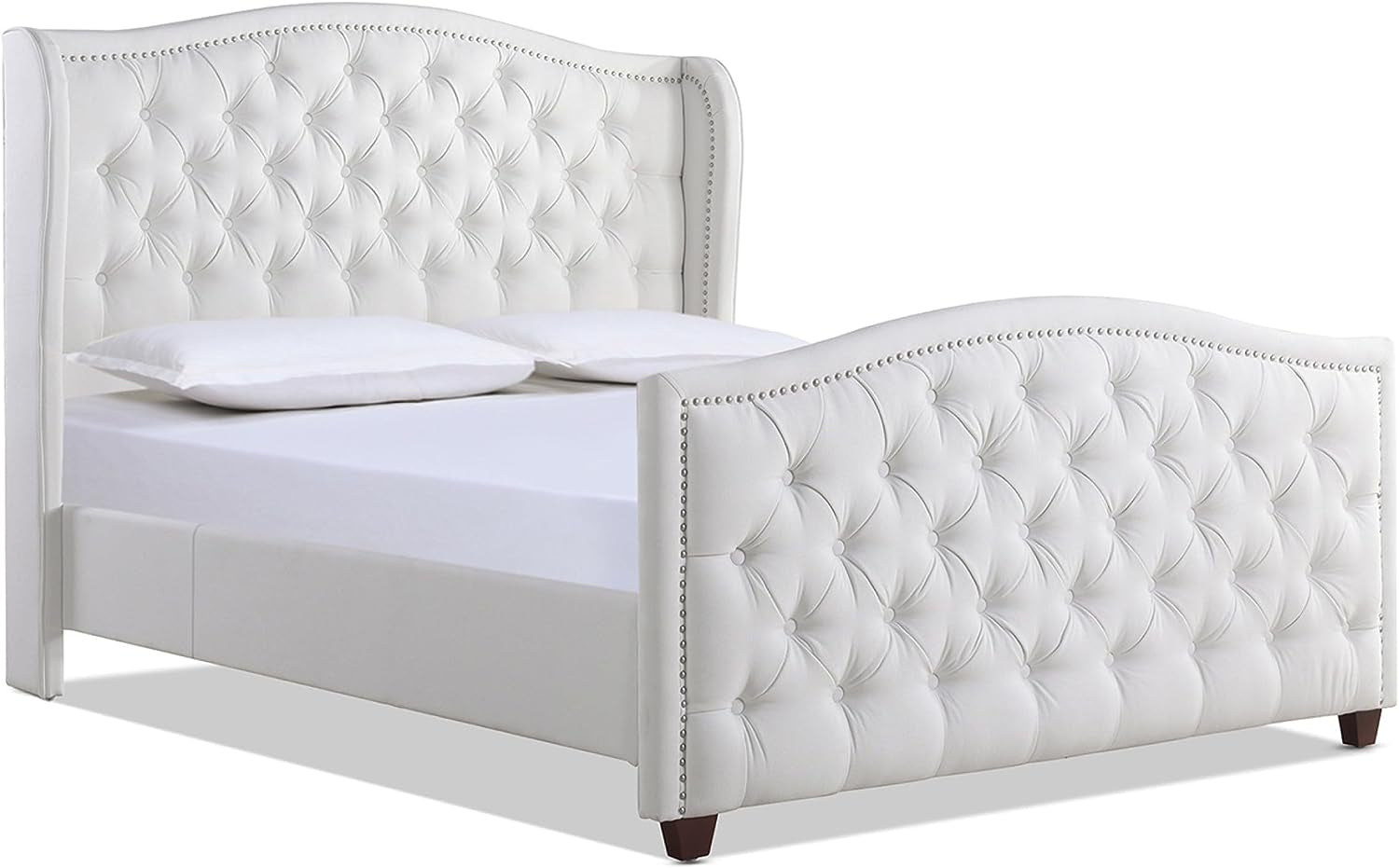 Jennifer Taylor Home Marcella Upholstered Shelter Headboard Bed Set, Queen, Olive Green Performance Velvet