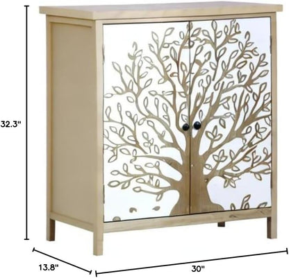 ELONG HOME Accent Cabinet with Doors, Accent Cabinets for Living Room with 2 Tier Shelves