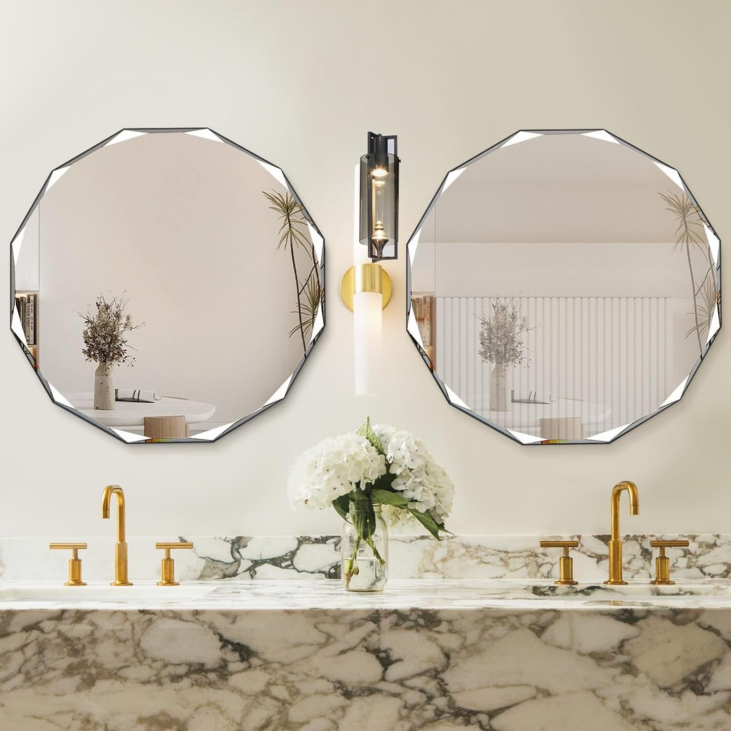 24 x 24 Frameless Beveled Edge Wall Mount Mirror - Irregular Shaped