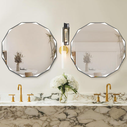 24 x 24 Frameless Beveled Edge Wall Mount Mirror - Irregular Shaped
