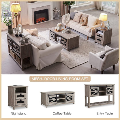 48'' Coffee Table with Storage & Sliding Barn Doors