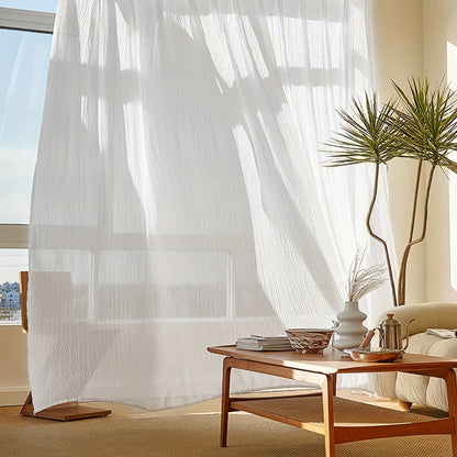 Elegant White Sheer Curtain with Rod Pocket Decor